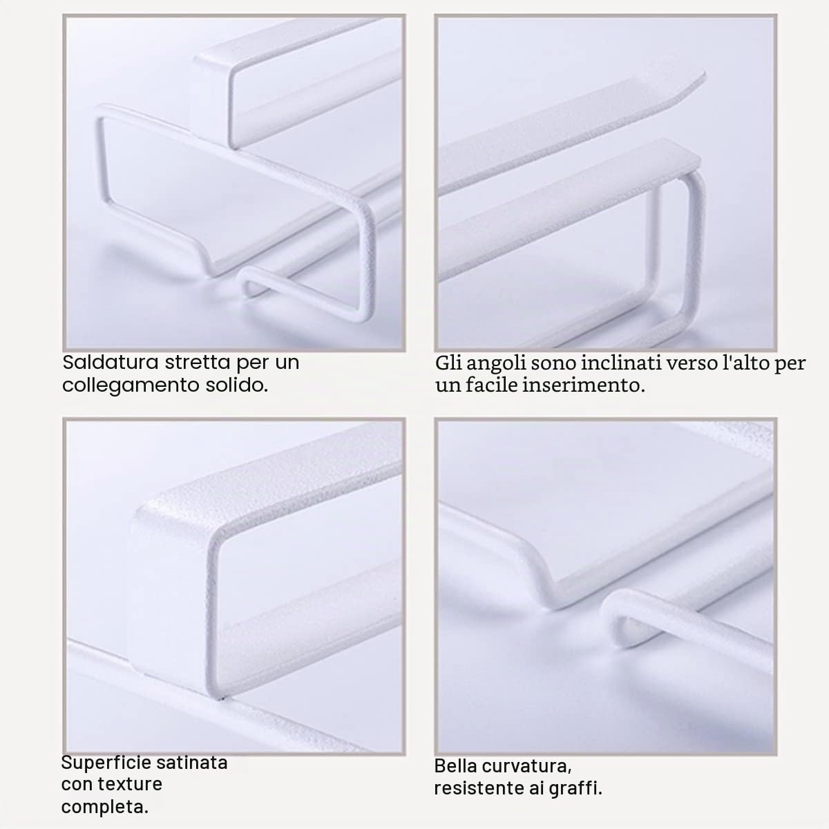 4 Pezzi Porta Bicchieri da Vino Sospeso Supporto per Calici di Vino Sottopensile Rack per Calici Senza Foratura Scolabicchieri Vino in Metallo per Bar Ristorante Cucina (Bianco)