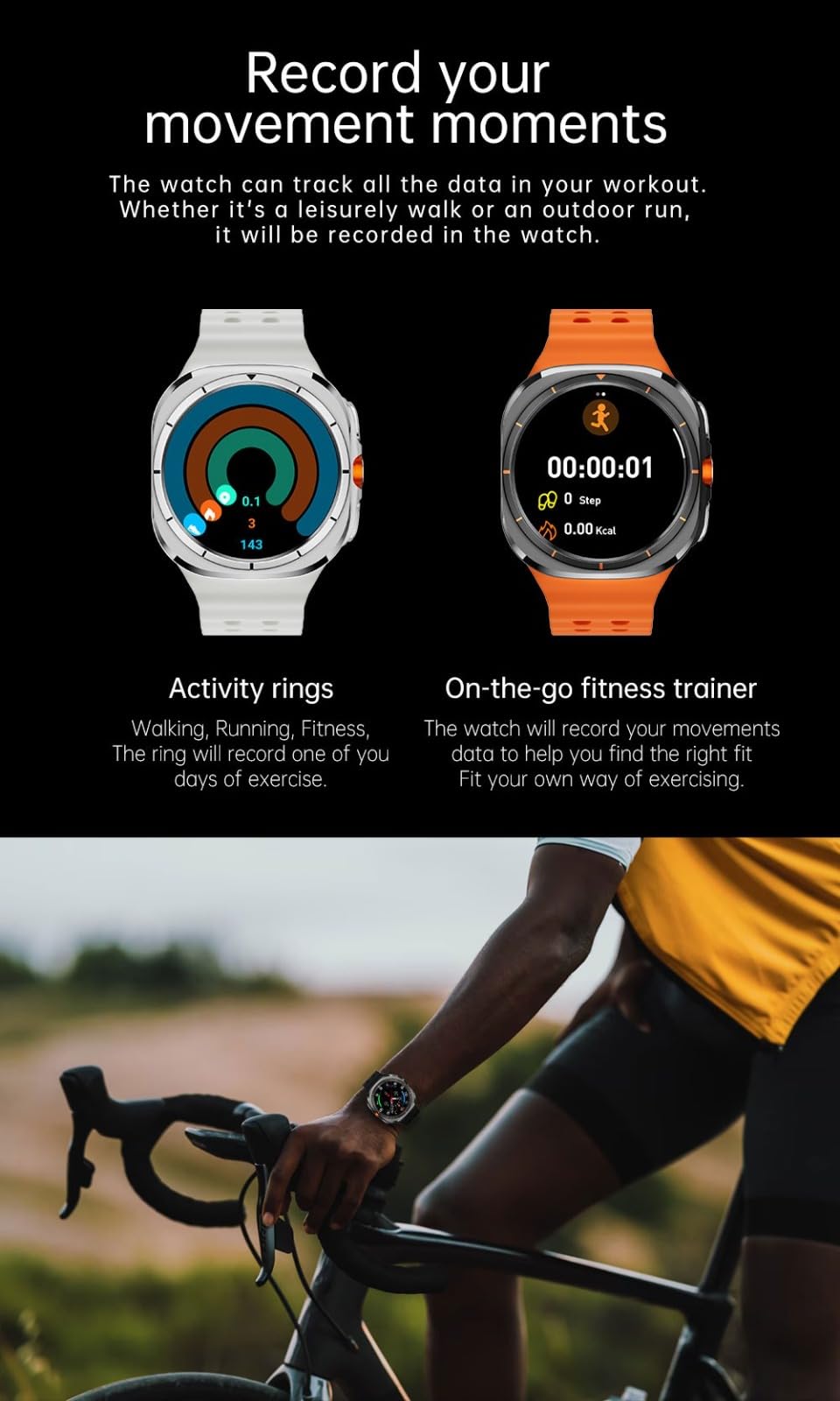 Smartwatch 5G da uomo e donna con display AMOLED da 1,6 pollici, GPS, cardiofrequenzimetro, batteria 1480 mAh, fotocamera girevole, quadranti multipli, Android 9.0