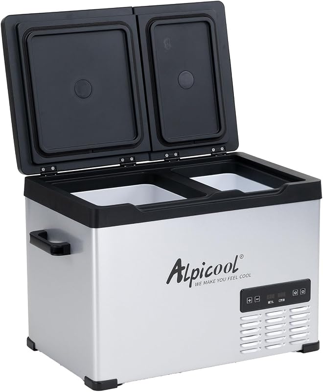 CHS45 Dual Temperature Control 12 Volt Refrigerator 33 Quart Portable Car Fridge Freezer (-4°F~68°F) for Truck,RV,Camping and Travel