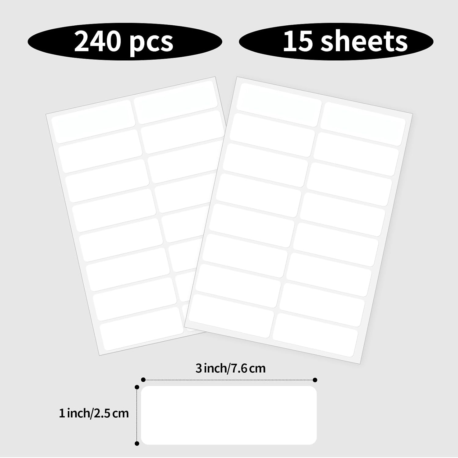 Blank Removable Labels, 1x3 Inch White Freezer Labels for Food Containers, Freezer Label to Write on/Waterproof - 240Pcs image 5