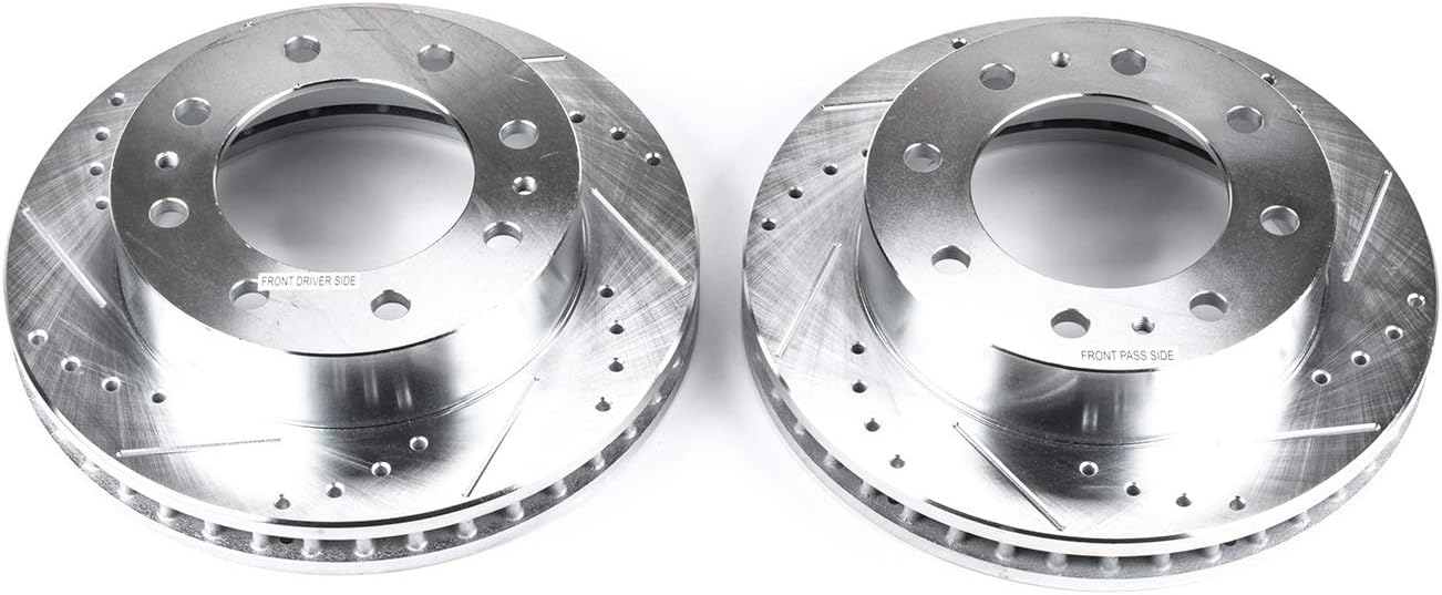 PowerStop Evolution Front Brake Rotors For Chevrolet Avalanche 2500 2002-04 |Express 2500 2021-23 |Express 3500 2003-23 - Drilled and Slotted Performance Disc Rotors Upgrade, AR8655XPR