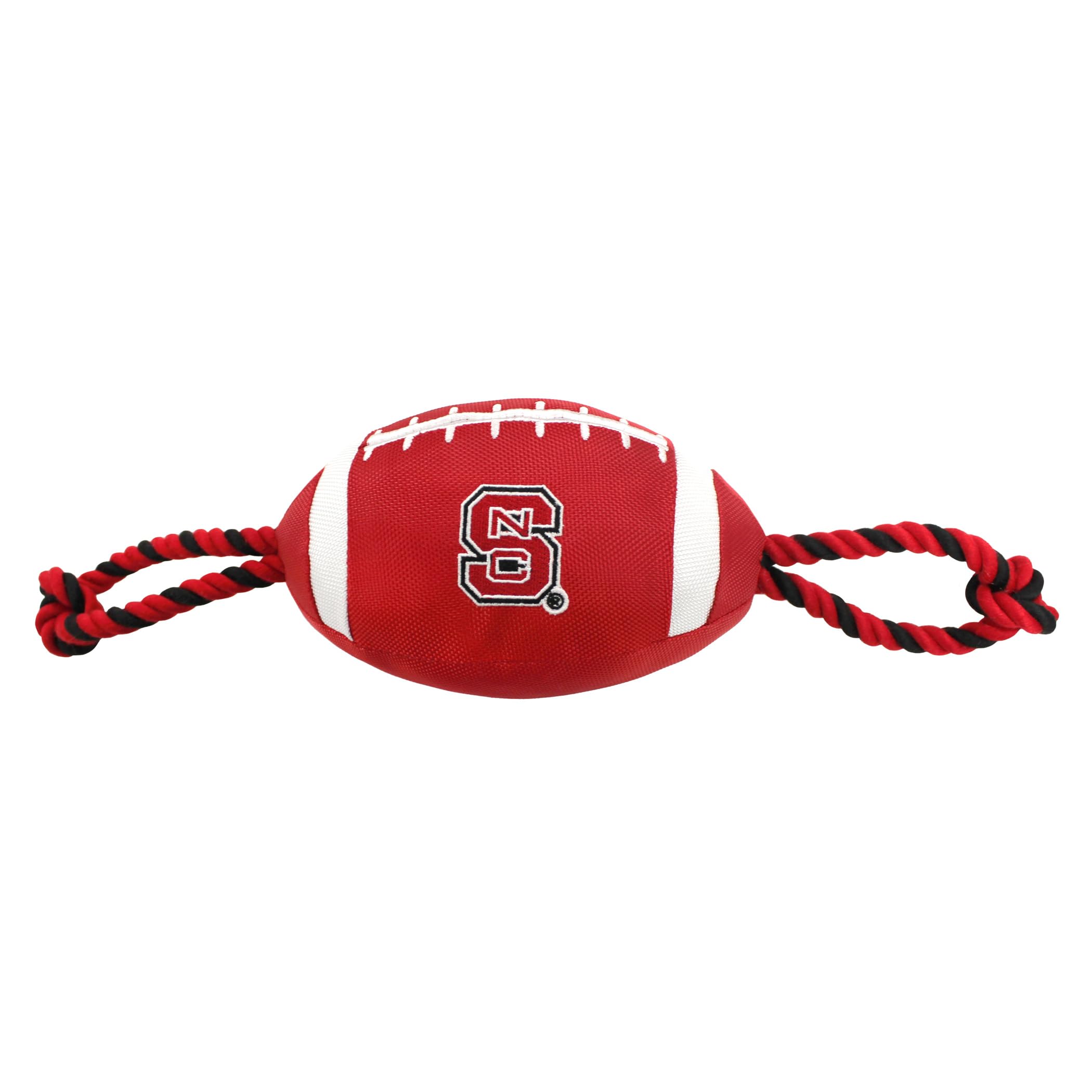 Pets First North Carolina State Football Dog Toy, Tough Quality Nylon Materials, Strong Pull Ropes, Inner Squeaker, Collegiate Team Color