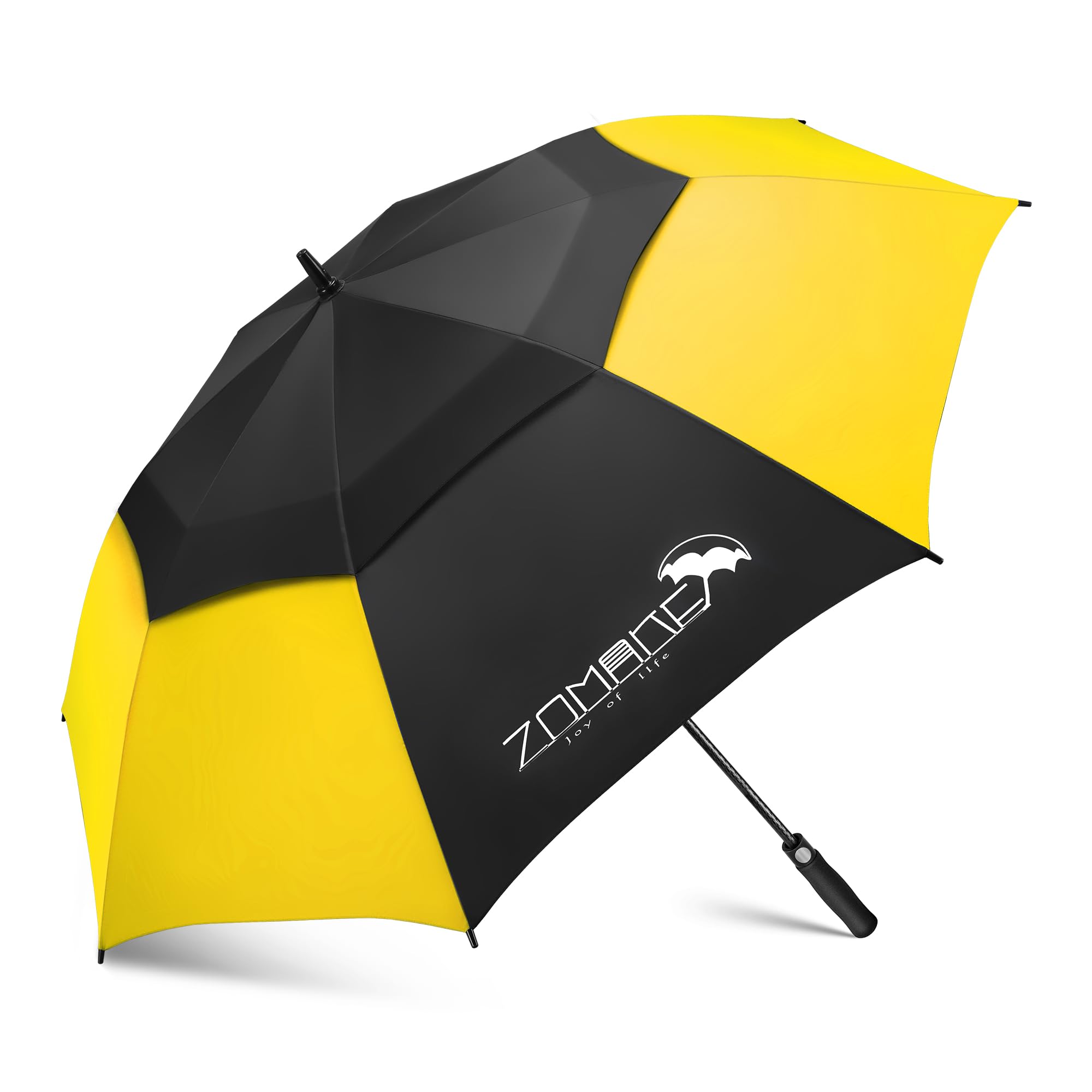 ZOMAKE Golf Umbrella Windproof and Rainproof 62in, Large Umbrella Windproof Strong, Double Canopy Big Golfing Brolly Unbreakable for Men Women (Black/Yellow)