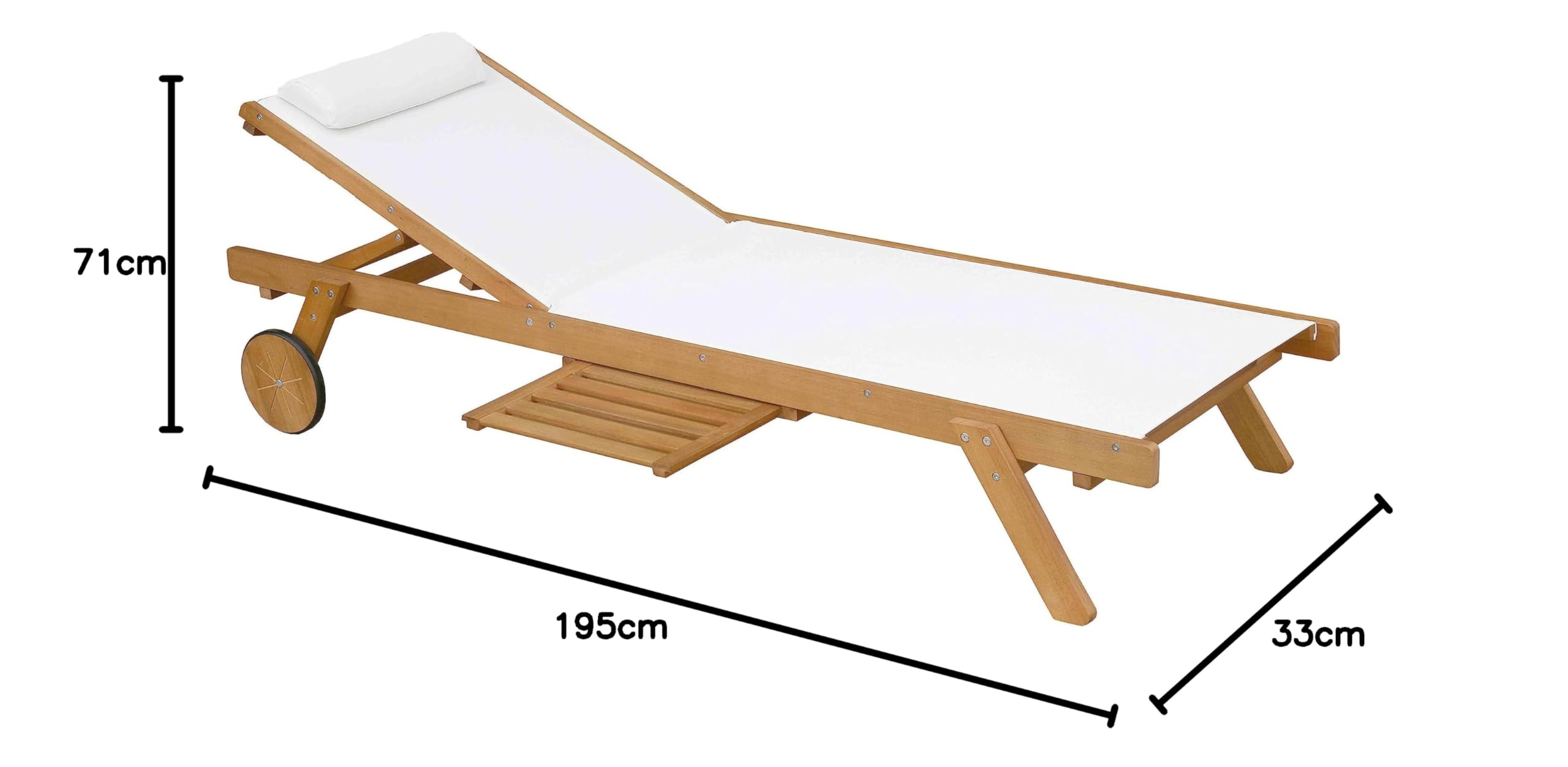 Oviala Lot de 2 Bains de Soleil avec Coussin et Tablette en Bois Blanc