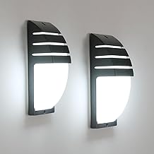 Comely 2 Pieces Outdoor LED Wall Light, Black LED Outdoor Lamp IP65 Waterproof for Garden, Garage, Patio, Room, Cool White 6500 K