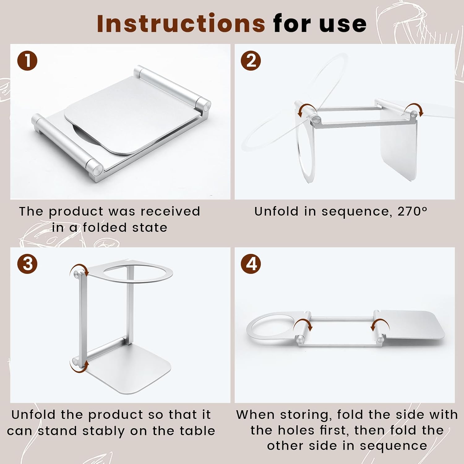 Pour Over Dripper Stand, Foldable stand for Outin Portable Machine, Aluminum Alloy Pour Over Coffee Maker Stand with Base for Travel, Camping, Office