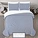 Market & Place 3 Piece Reversible Quilt Set with Shams | All-Season Soft & Lightweight Bedspread with Modern Striped Pattern | Nora Collection (King, White/Navy)