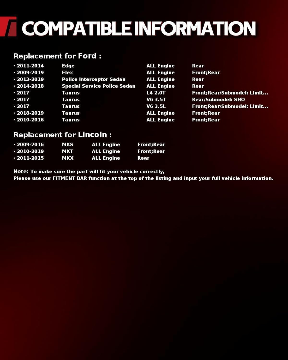 Torchbeam 513275 Front or Rear Wheel Bearing & Hub Assembly Replacement for 2011-2014 Edge; 2010-2019 Taurus, MKT; 2009-2019 Flex; 2011-2015 MKX; 2009-2016 MKS 1 PC
