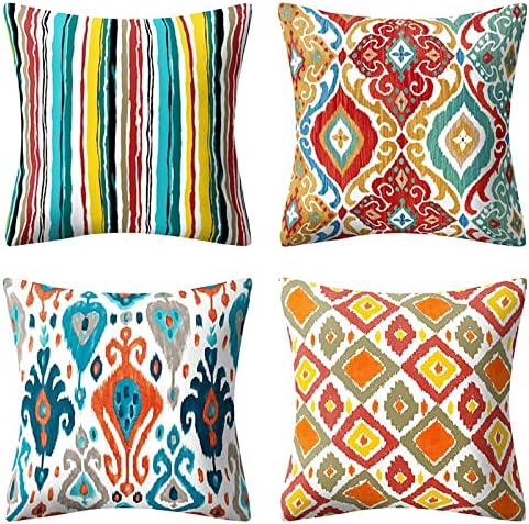 VIGVOG Double Sided Mandala Cushion Cover, Set of 4 Bohemia Throw Pillow Cover, Hippie Square Pillow Case 18 X 18 Inches for Home Living Room Sofa Garden Couch Car (Double-printed)