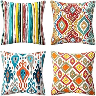 VIGVOG Double Sided Mandala Cushion Cover, Set of 4 Bohemia Throw Pillow Cover, Hippie Square Pillow Case 18 X 18 Inches for Home Living Room Sofa Garden Couch Car (Double-printed)