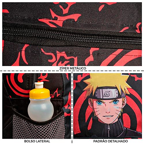 Kit Mochila Naruto Infantil de Costas + Lancheira + Estojo