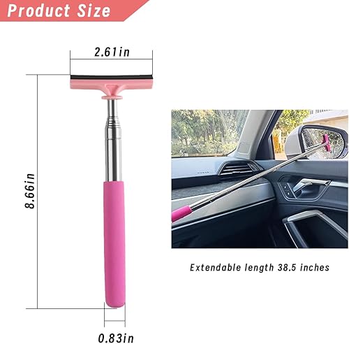 Miniatura 2 de Escobilla retráctil para espejo retrovisor de automóvil, limpiador de agua telescópico de barra larga para limpiacristales de automóvil, herramienta