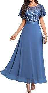 Formal Wedding Guest Dress for Women 2026, Long Sequin Mother of Bride Evening Party Lace Prom Dresses