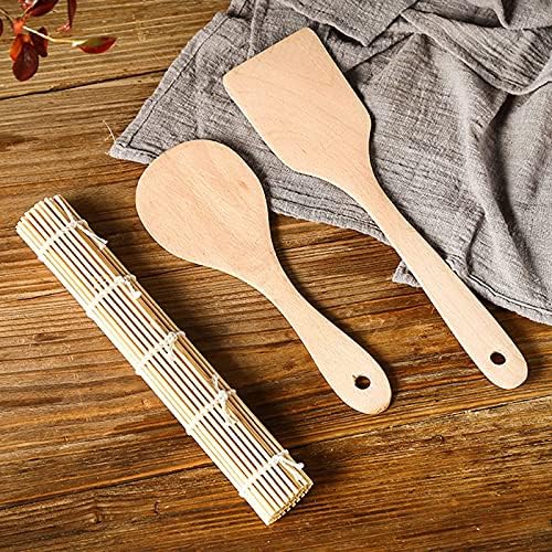 Hangiri Oke Sushi Rice Cooling Bowl - Essential Sushi Making Kit with Mats & Rice Paddle for Home & Restaurant, Perfect for Authentic Japanese Cuisine Preparation