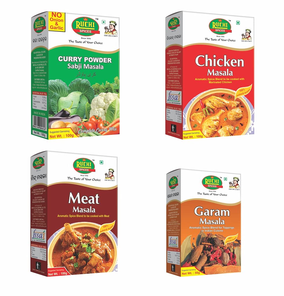 RUCHI SPICES COMBO(CURRY POWDER 100GM, CHICKEN MASALA 100GM, MEAT MASALA 100GM, GARAM MASALA 50GM) (B093BQCP4H) Amazon Price History, Amazon Price Tracker