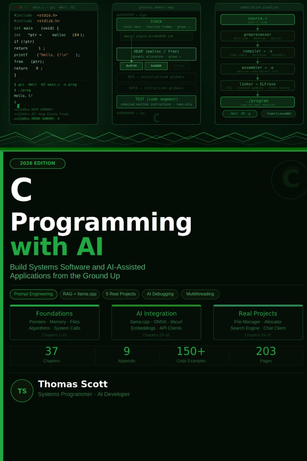 C Programming with AI: A Complete Beginner's Guide to C Programming, Systems Development, and AI-Assisted Applications