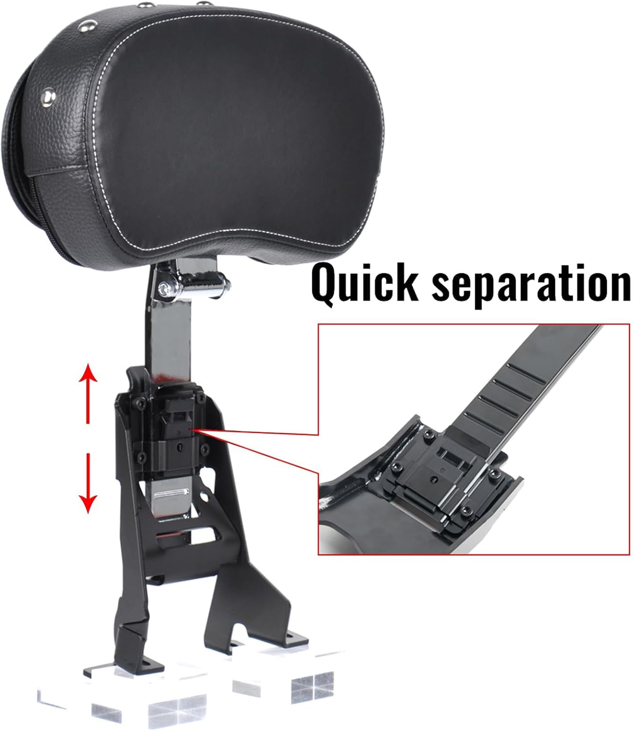 PANICAL Motorcycle for Indian 2014-2026 Travel Series Knight Backrest Accessories Paired with white stitching Silver Mushroom Rivets (Black)