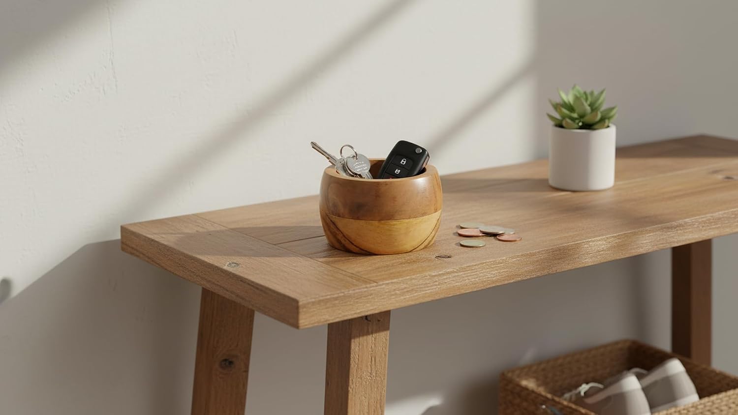 Beautiful Handmade 5 x 3" Decorative Acacia Wood Snack Serving Bowl For Dry Fruits Chips Coffee Table Countertop Display Key Bowl Tableware Kitchen Living Room Home Decor Accents Dinnerware