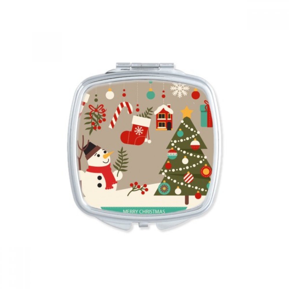 Miroir compact portable Joyeux Noël, mini miroir à main carré