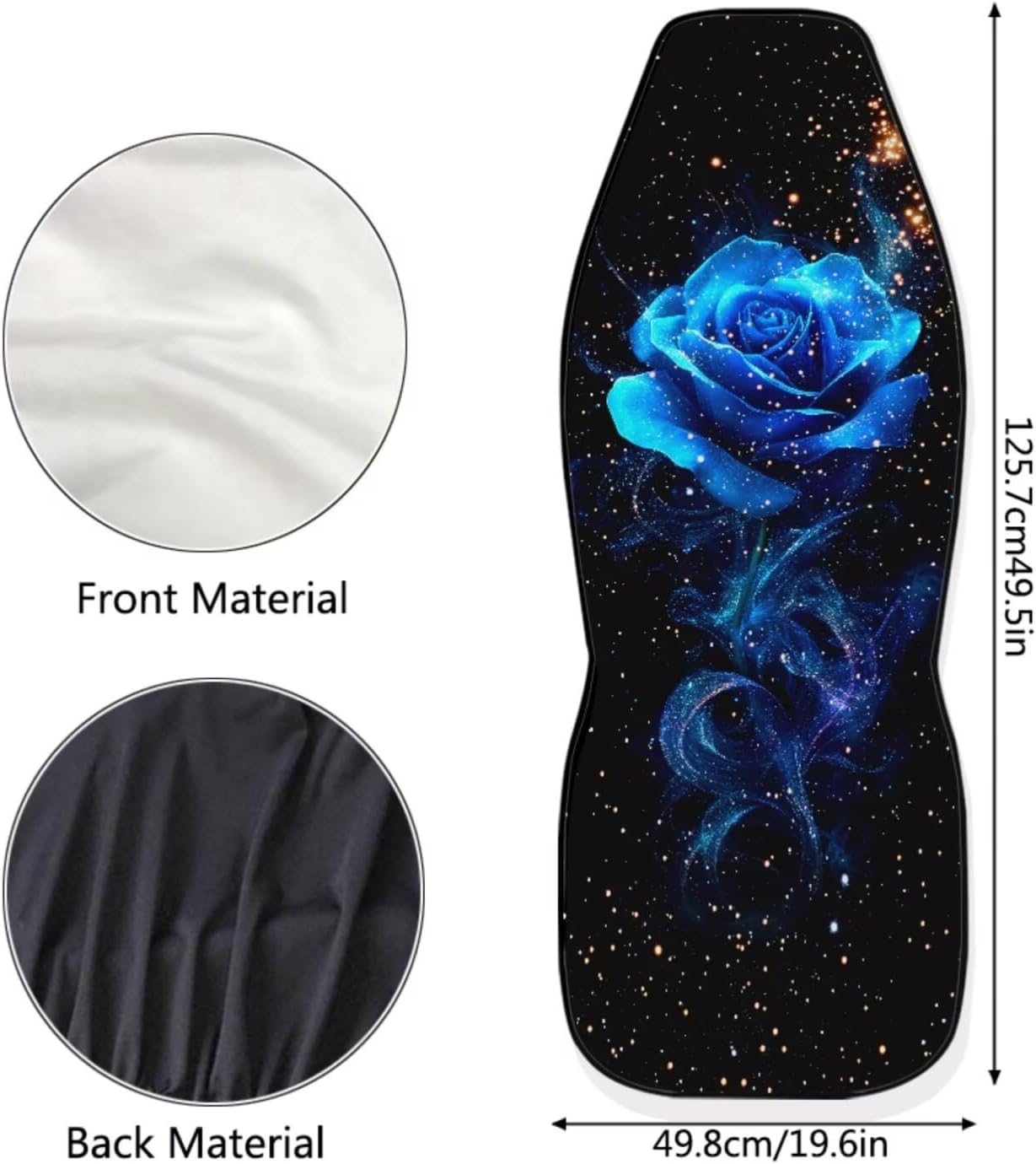 AFPANQZ Blue Rose Car Seat Cover Protection Front Seats Only Universal, Anti-Slip Steering Wheel Cover Stretch-on,Seatbelt Cover Seat Belt Shoulder Pad Adult Kids, Car Armrest Cover