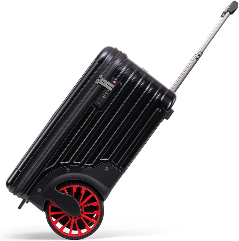 ROPLUS Extra Large Wheels Carry On Luggage Hard Shell Suitcase Top Opening Hardside Travel Luggage with TSA Lock (Black, 21-Inch)