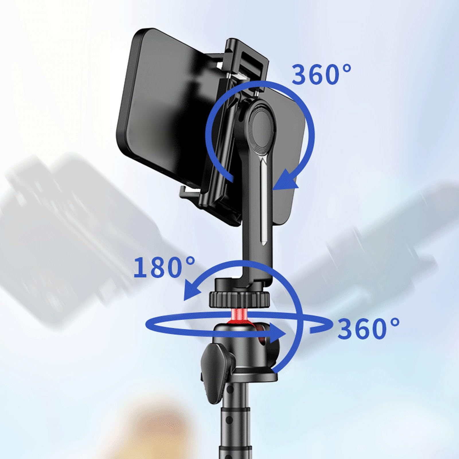 Treppiede Bluetooth Selfie Stick con Telecomando, Rotazione a