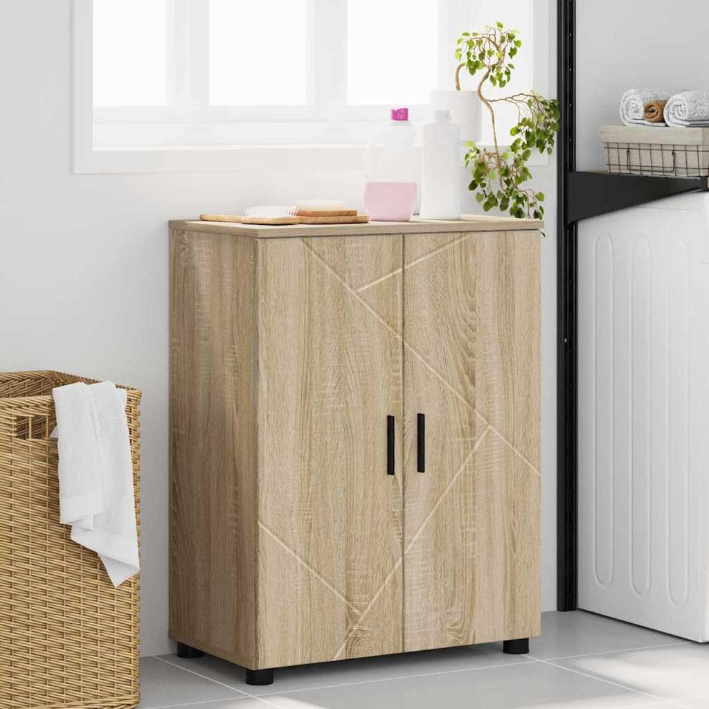 Mobile Da Bagno Con Ante Rovere Sonoma 60x35x80 Cm | Legno Multistrato E Metallo, 2 Porte, Design Moderno, Assemblaggio Richiesto