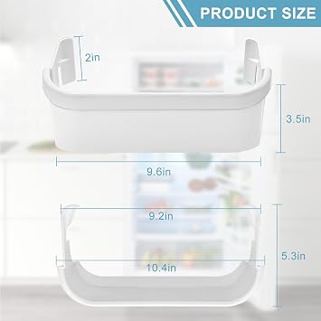 AMI PARTS 240351601 Refrigerator Freezer Door Bin Side Frame Fit for Ken-more Frigi-daire freezer door shelf replacement Replaces 240351607 891154 AP2115974 PS430027 AH430027 EAP430027 (2 Pack)