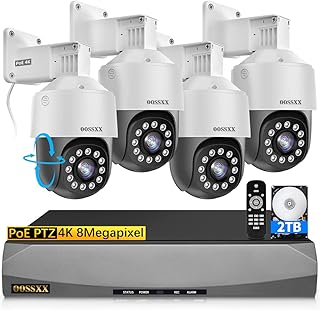 OOSSXX (4K/8.0 Megapixel & PTZ Digital Zoom) 2-Way Audio PoE Outdoor Home Security Camera System Wired Outdoor Video Surveillance IP Cameras System