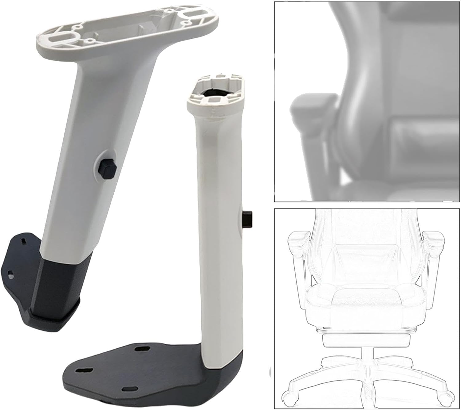 Pair of Height Chair Armrests, Gaming Task Chair Arms Set, Liftable, Chair Armrest for, Black(White)