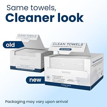 Clean Skin Club Clean Towels, 100% USDA Biobased Face Towel, Disposable Face Towelette, Eczema Association Accepted, Makeup Remover Dry Wipes, Ultra Soft, 1 Pack, 25 Ct