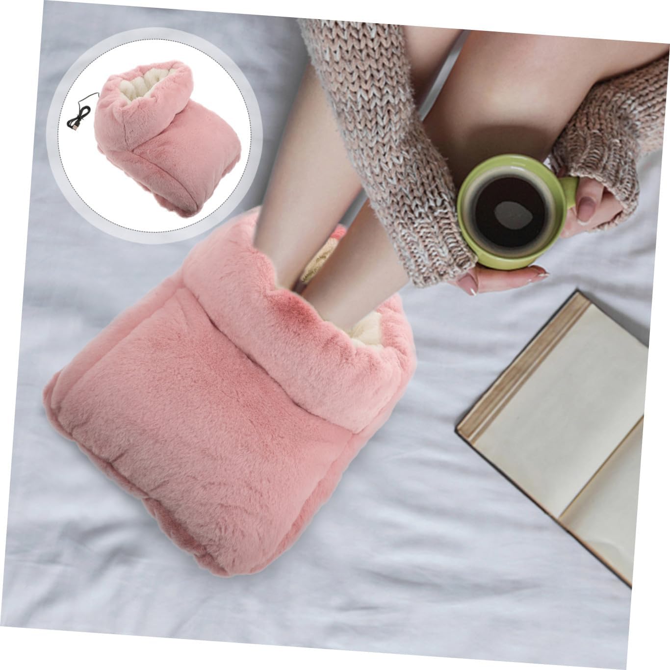Toddmomy 1set USB Electric Heating Shoes Supple Foot Warmer for Quick Heating Lightweight and Portable for Home Use Soft Faux Fur Material