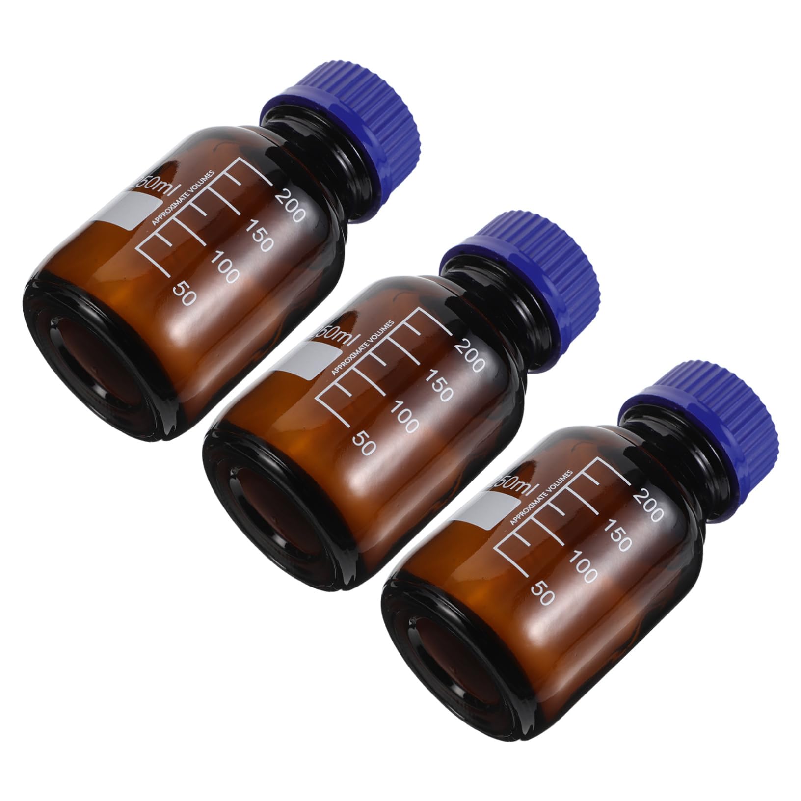 Amosfun Flacon de Réactif 250ml en Verre Marron à Graduation, Lot de 3
