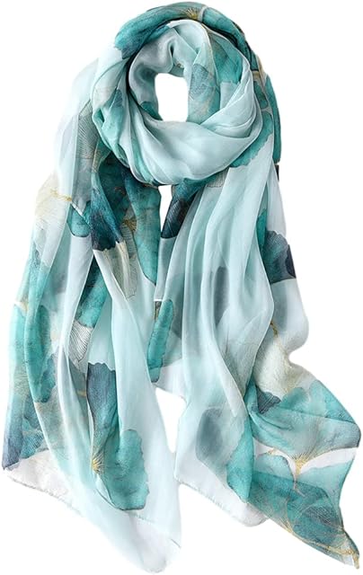 STORY OF SHANGHAI Women's Mulberry Flower Print Large Silk Shawl Scarf Wraps 68 * 43 Inches