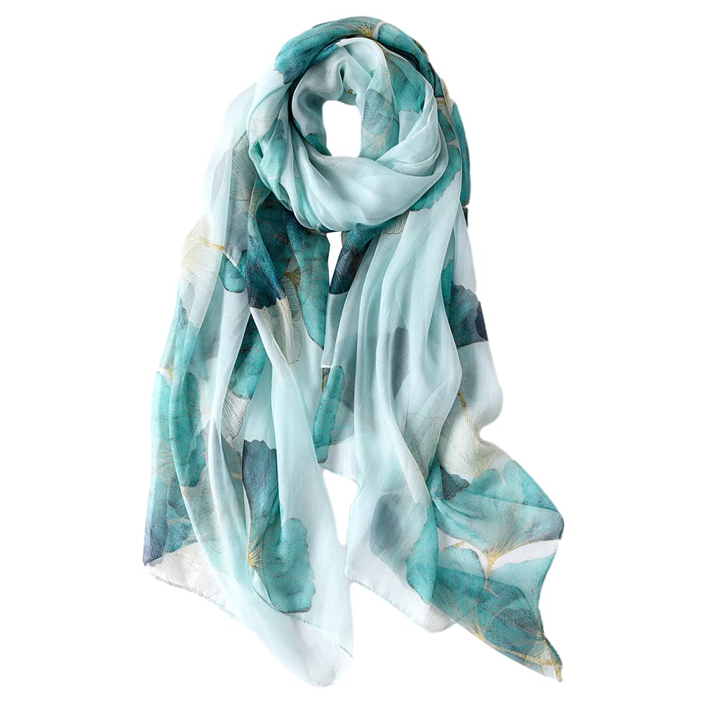 Women's Mulberry Flower Print Large Silk Shawl Scarf Wraps 68 * 43 Inches