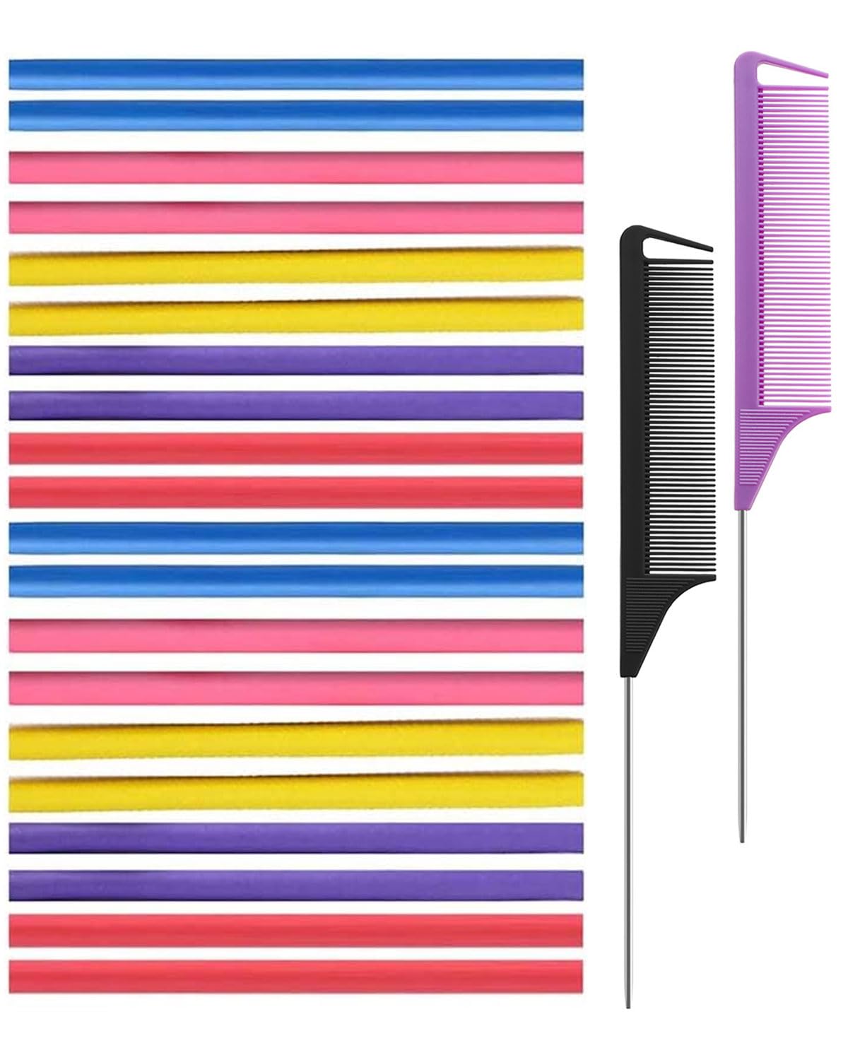 20 Pezzi Bigodini Flessibili per Capelli Senza Calore Bigodini Flessibili Capelli Ricci Morbidi per Dormire Rulli per Capelli Schiuma Roller Flexi Rods Arricciacapelli Senza Calore,e 2 Pettine