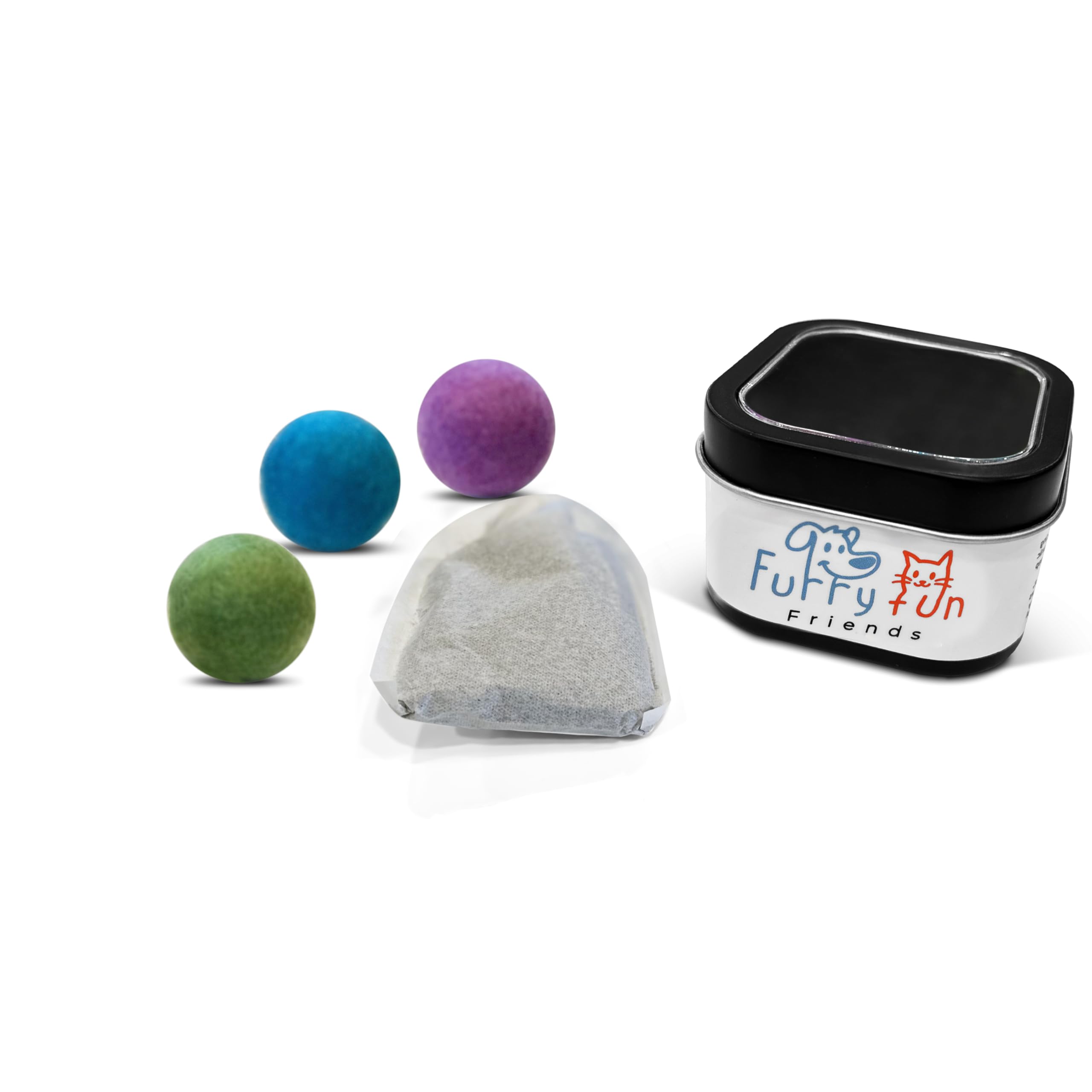 Cat Toy - Felt Balls w/ 100% Organic Catnip, Silvervine and Valerian Root Blend! Guaranteed to Keep Your Furry Fun Friend Happy for Hours!