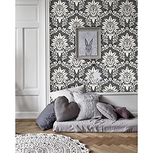 Papier peint damassé luxe classique 250x250cm motif chic salon