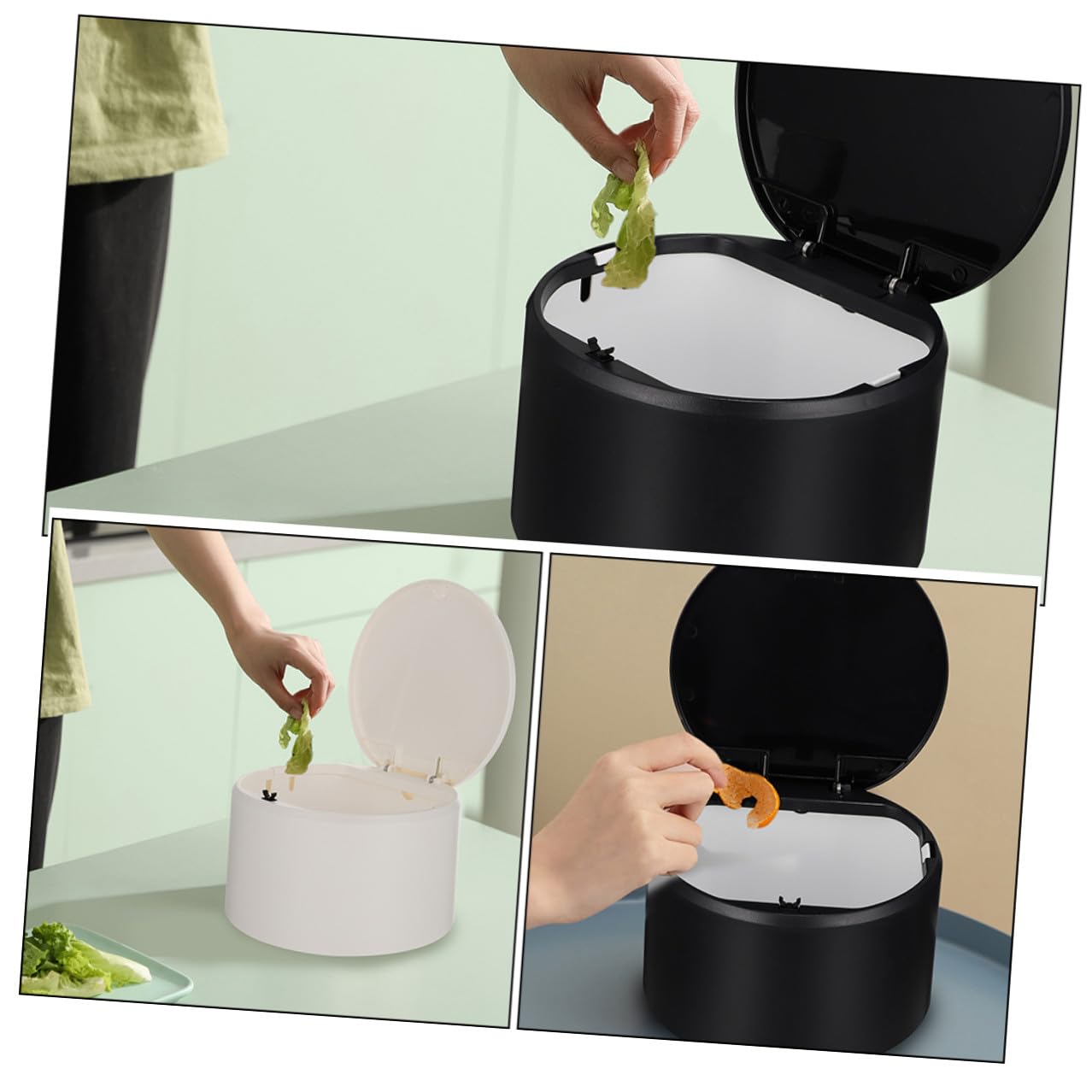 2pcs Mini Pressing Garbage Can Set, Small Countertop Trash Bin with Pop-up Lid, Compact Desktop Wastebasket for Office and Home Use