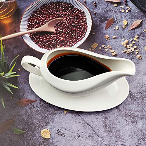 Tripdock 12 Ounce Ceramic Gravy Boat With Ceramic Saucer Stand/Tray #TOP1