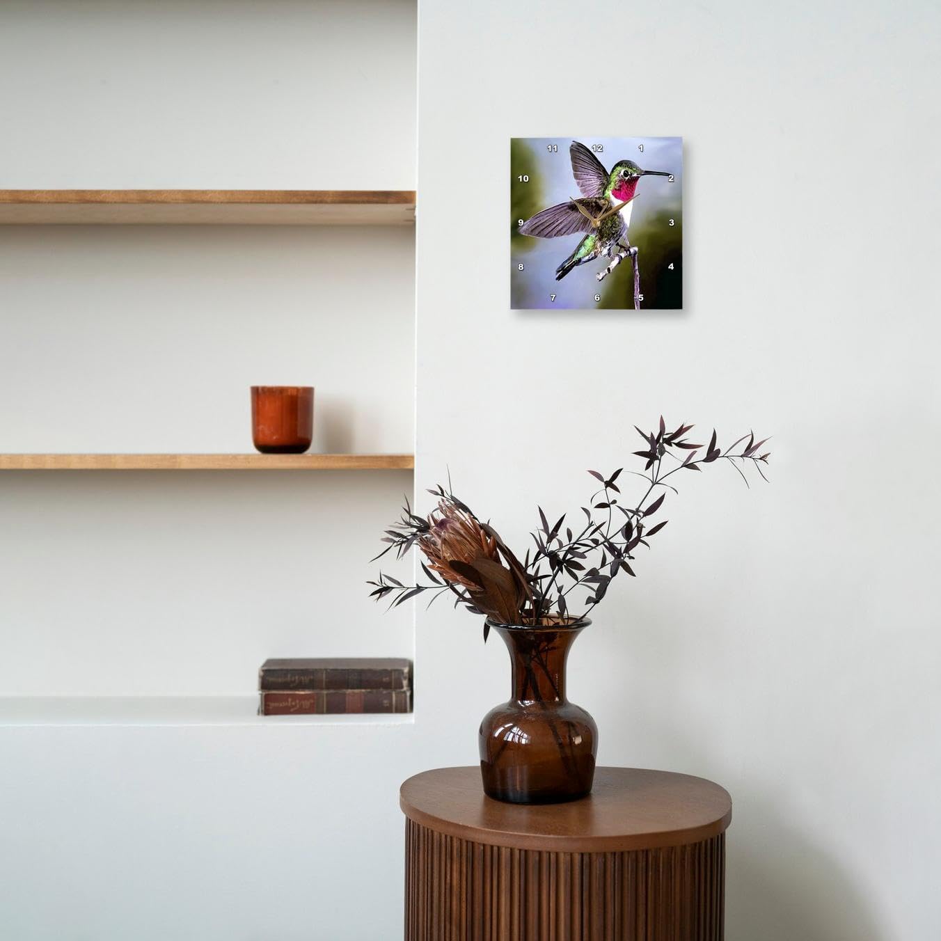 3dRose DPP_960_3 Hummingbird, Bird-Wall Clock, 15-inch, Multicolor