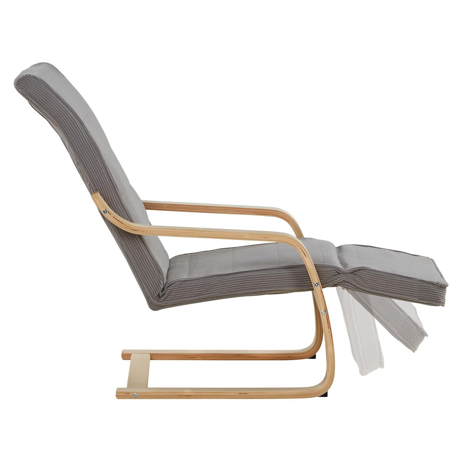 Homestyle4u Sessel mit Liegefunktion - Schwingsessel Grau, Holz