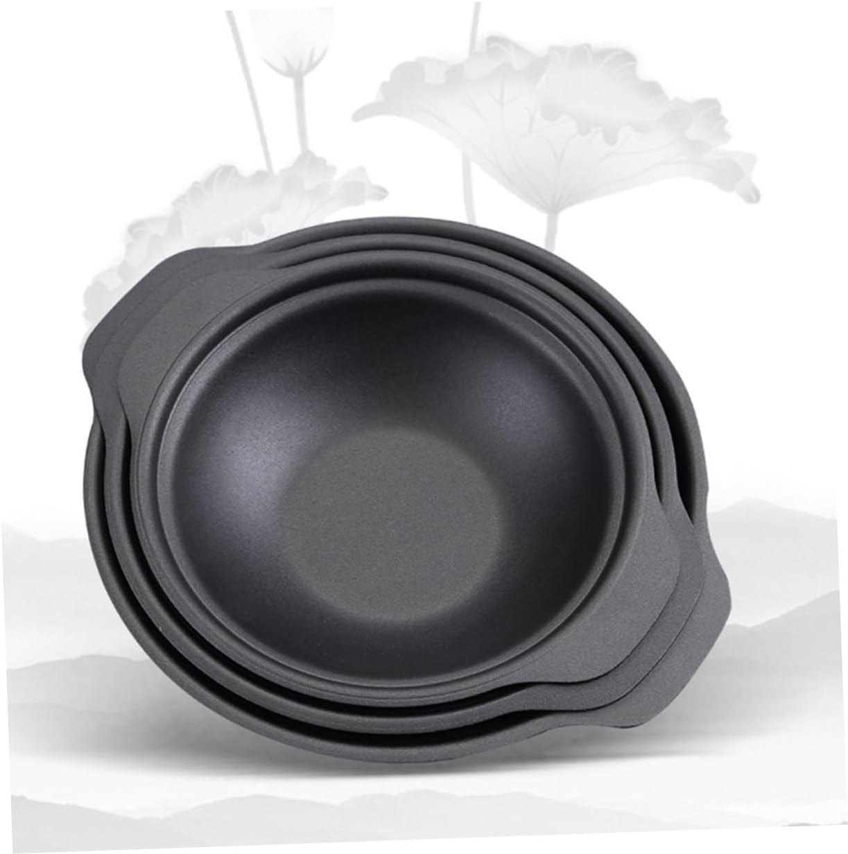 VICASKY Pre Seasoned Iron Cookware Casserole Dish with Lid Flat Bottom Cooking Pot for Soup Ribs and Healthy Meals High Temperature Resistant Kitchen Supply for Home and Restaurant Use