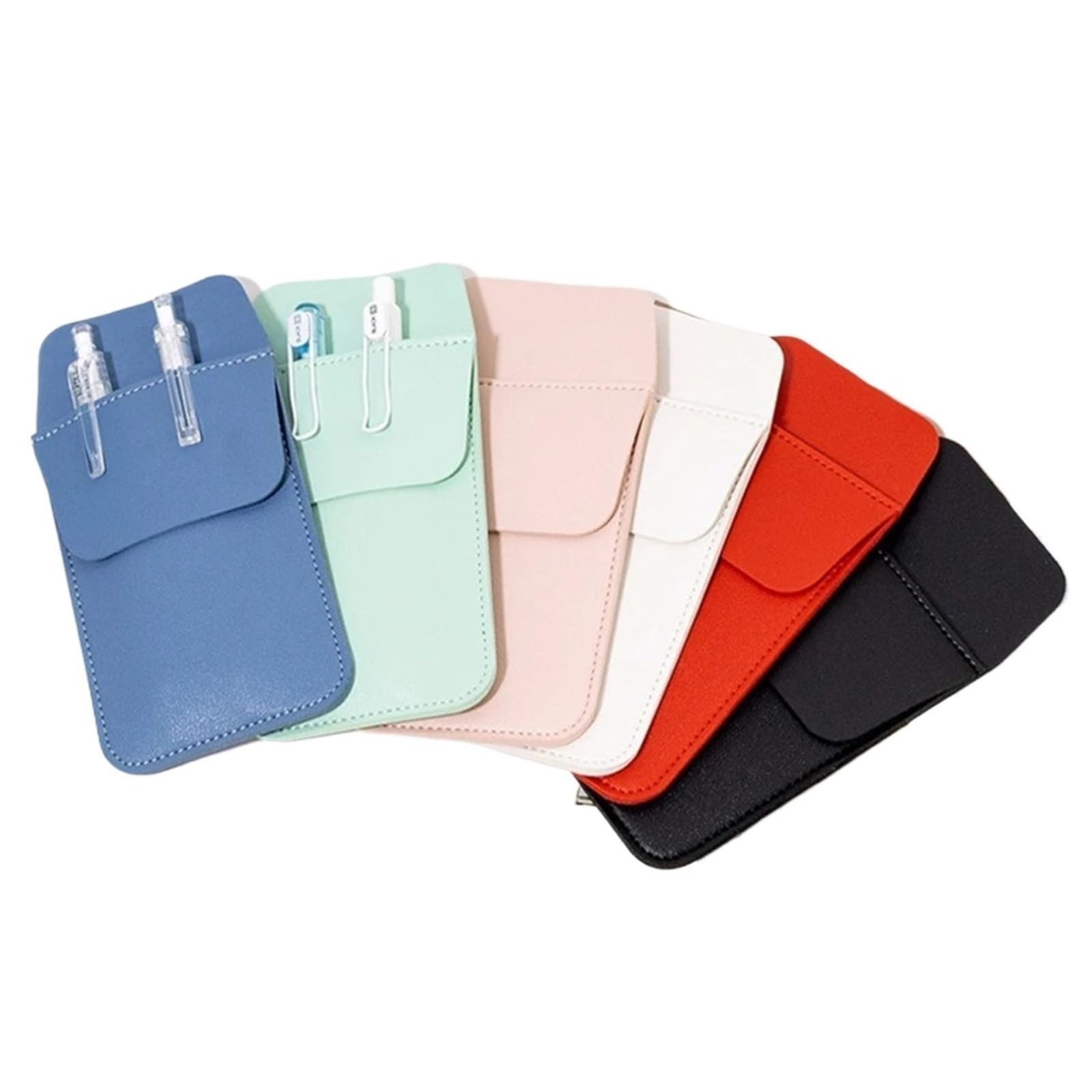 Bryske 12pcs Leather Pencil Case Wear-resistant Leak-proof Nurse Insert Pocket Pen Large Capacity Portable Storage Bag(Blue)