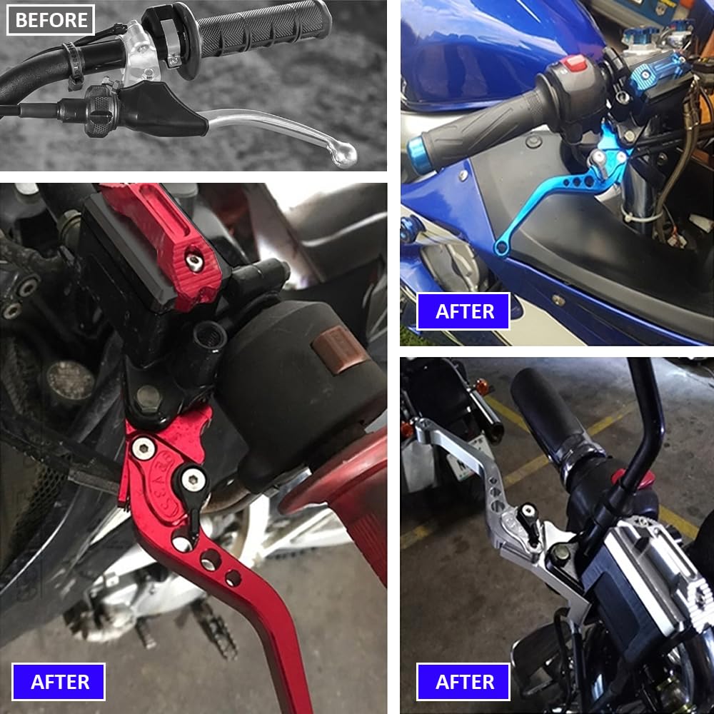 1 Paio Leve Frizione Freno Moto 22mm Leva Freno del Cilindro Principale Motociclo Idraulico Maniglia Pompa Freno Serbatoio Cilindro Principale della Frizione Freno Nero
