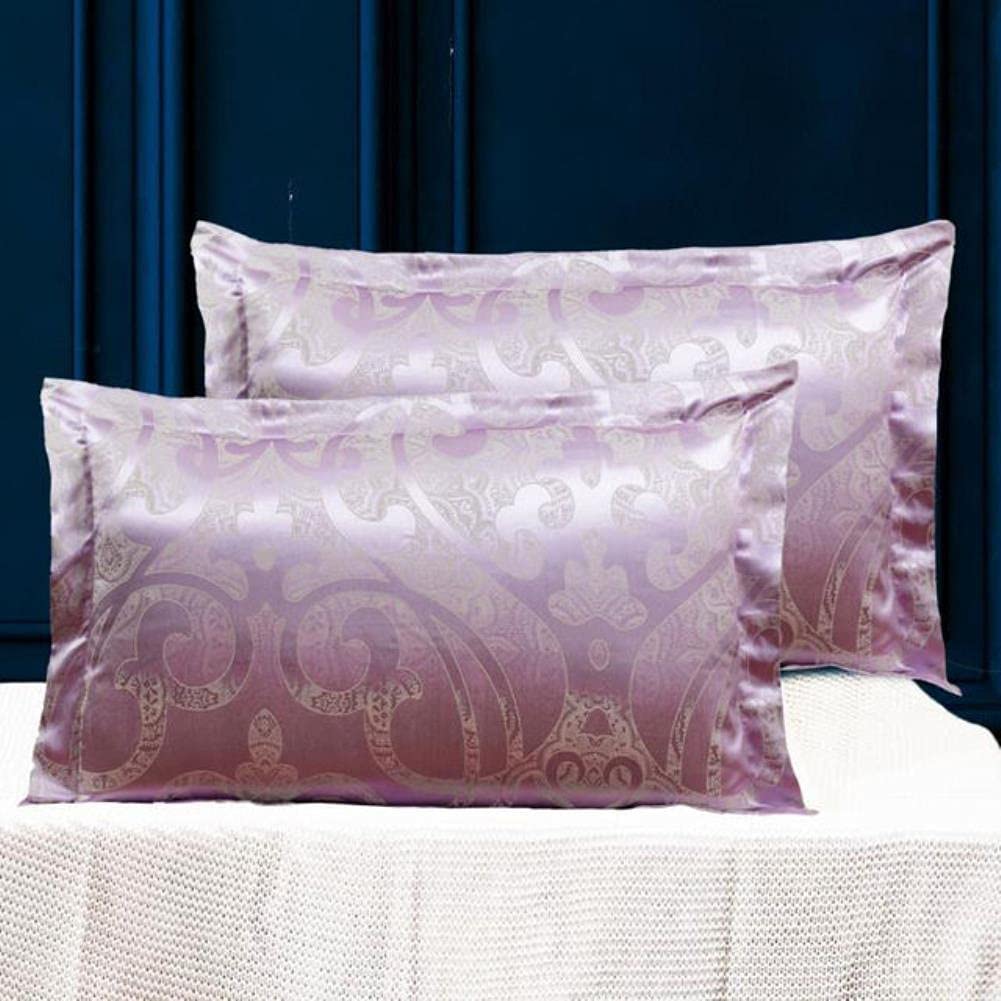 Taie d'oreiller jacquard 48x74 cm lot de 2 en satin satiné chic pour lit d'adulte