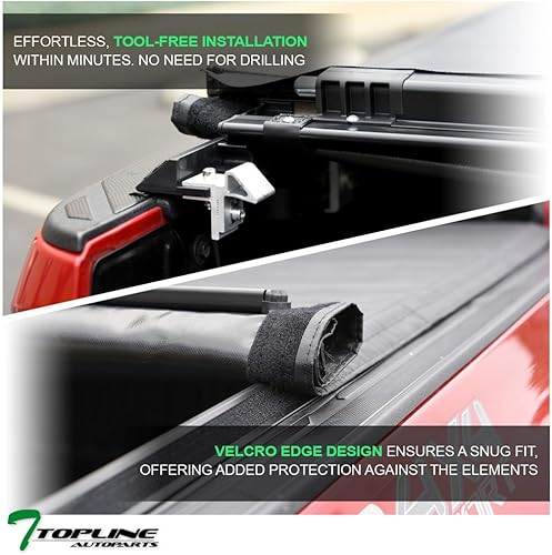 Miniatura 7 de 7422446841871 Compatible con Toyota Tacoma 2016-2023 5 pies (60 pulgadas), cubierta enrollable de vinilo para caja de camioneta de perfil bajo con