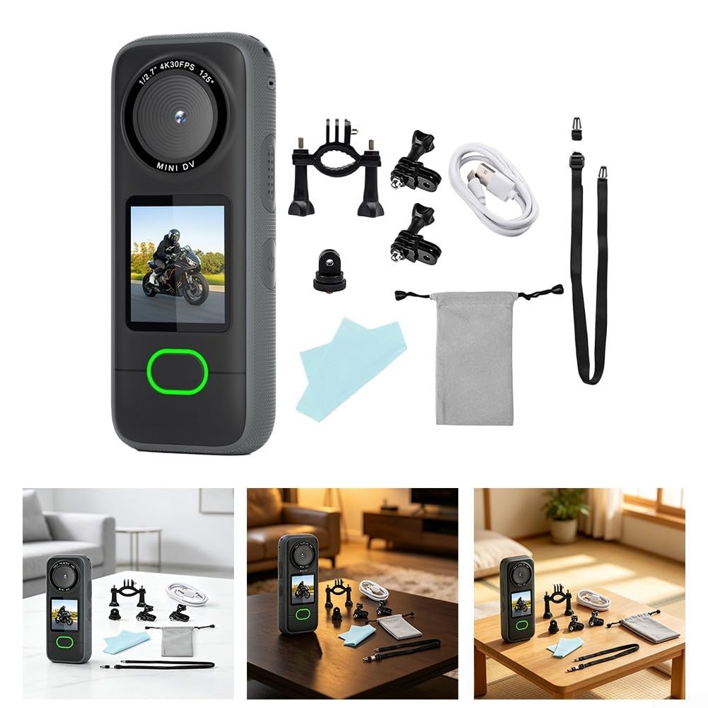 4K Dual Lens Action Camera, Touchscreen, Controllo App | Sensore Sony da 20 MP, touchscreen IPS da 1,4", anteprima in tempo reale dell'app, corpo in ABS, ideale per ciclismo e