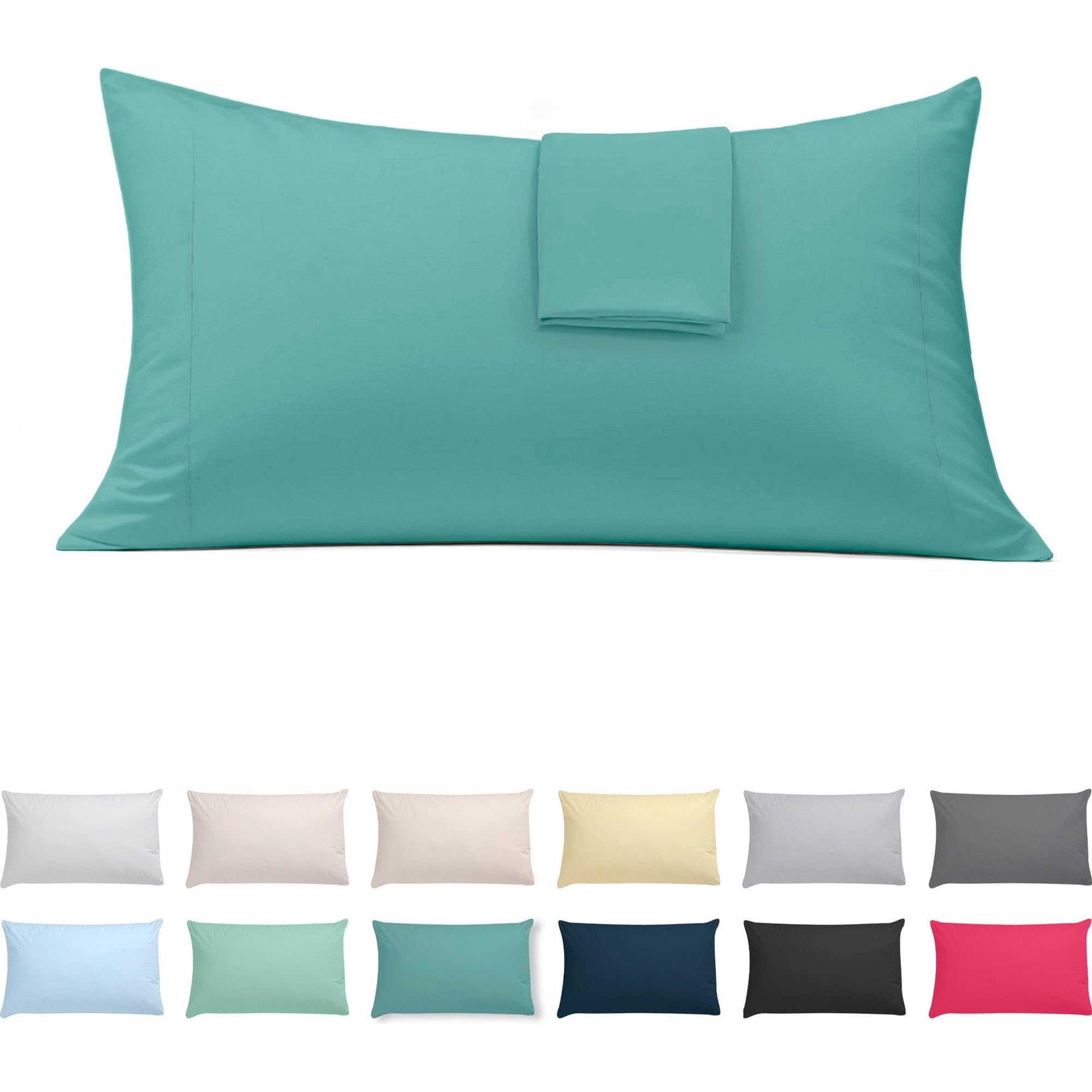 ECOMMERC3 | Funda de Almohada 90 Extrasuave y Confortable - Funda Almohada Color Aguamarina Fabricada 100% en España, Transpirable, Fácil de Lavar