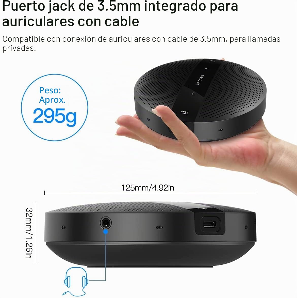 PC Micrófono Altavoz para Computadoras, PS4 y XBOX, 360 ° Omnidireccional USB Micrófono/Altavoz para videoconferencia, Reunión en línea, Grabación, Chat en línea, Skype Business, Llamadas VoIP